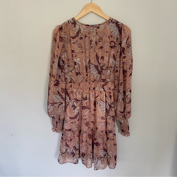 OPT One Pretty Time Pink Floral Long Sleeve Mini Dress Small - Picture 9 of 9